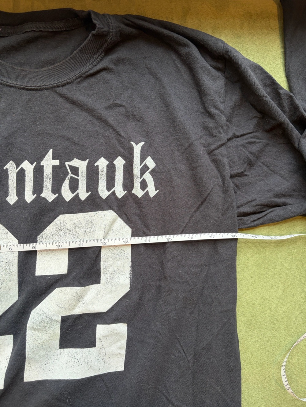 Firstport Montauk distressed 3/4 sleeve raw-edge shirt black sz M - Picture 3 of 5